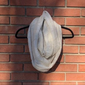 Natural gauze infinity scarf gold threads